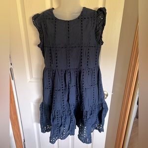 Nursing Queen Summer Eyelet Nursing Navy Blue Dress Medium